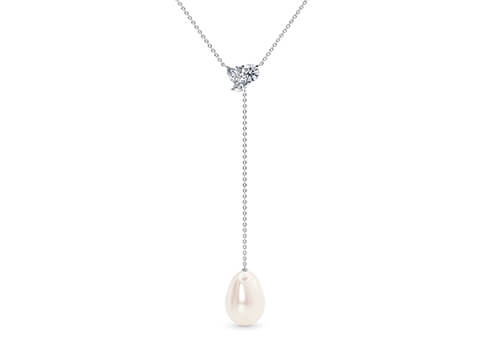 Thalia Oval Necklace in White Gold.