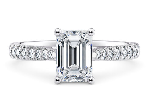 Kindrea in White Gold set with a Emerald cut diamond.