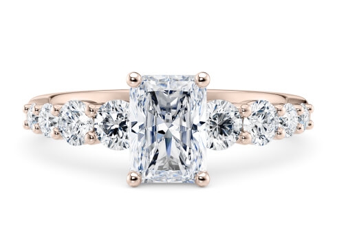Lyra in Rose Gold set with a Radiant cut diamond.
