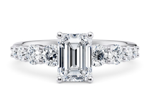 Lyra in Platinum set with a Emerald cut diamond.