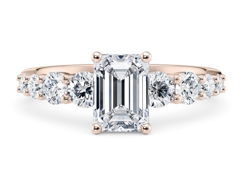 Lyra in Rose Gold set with a Emerald cut diamond.