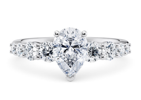 Lyra in Platinum set with a Pear cut diamond.