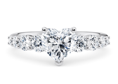 Lyra in Platinum set with a Heart cut diamond.