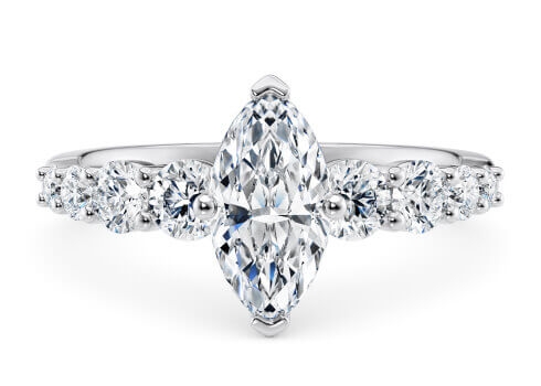 Lyra in Platinum set with a Marquise cut diamond.