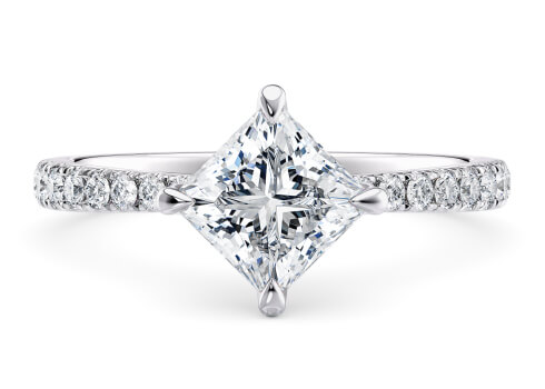 Asteria Compass in Platinum set with a Princess cut diamond.