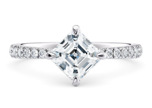 Asteria in White Gold set with a Asscher cut diamond.