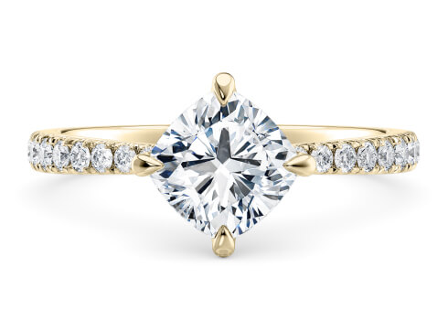 Asteria Compass in Yellow Gold set with a Cushion cut diamond.