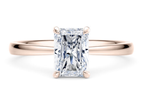 Starlight in Rose Gold set with a Radiant cut diamond.