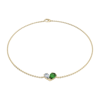 Toi et Moi Tsavorite in Yellow Gold.