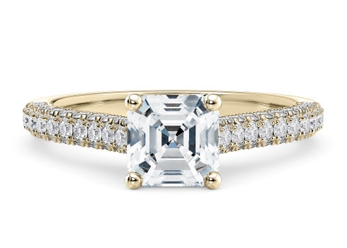 Bloomsbury in Yellow Gold set with a Asscher cut diamond.