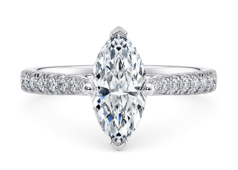 Kindrea in White Gold set with a Marquise cut diamond.