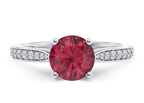 Victoria in White Gold set with a Round cut Ruby.