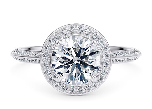 Olympia Engagement Ring in White Gold set with a Round cut diamond.