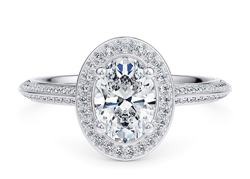 Olympia in Platinum set with a Oval cut diamond.