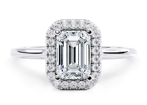 Rossetti in White Gold set with a Emerald cut diamond.