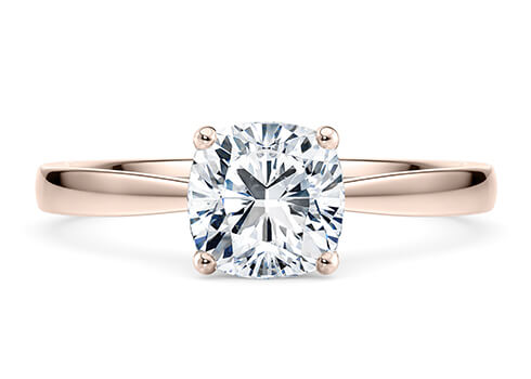 Delicacy in Rose Gold set with a Cushion cut diamond.