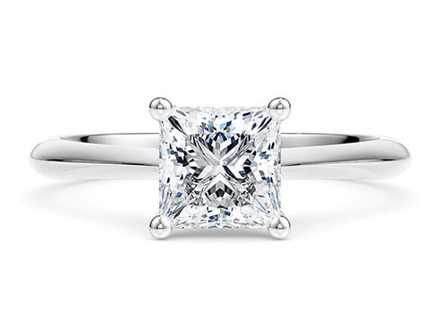 Iris in White Gold set with a Princess cut diamond.