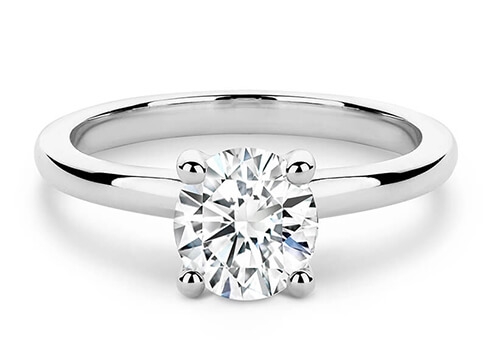 Eden Engagement Ring in White Gold set with a Round cut diamond.
