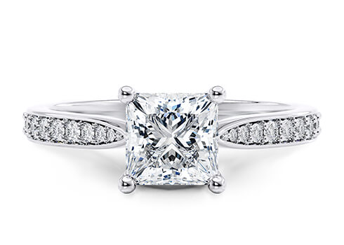 Verlovingsring in geelgoud 18 kt. met in totaal 0,43 ct. Princess-Diamant  tw,vs van Steinberg