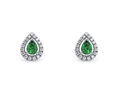 Aurelle Gemstone Studs in White Gold.